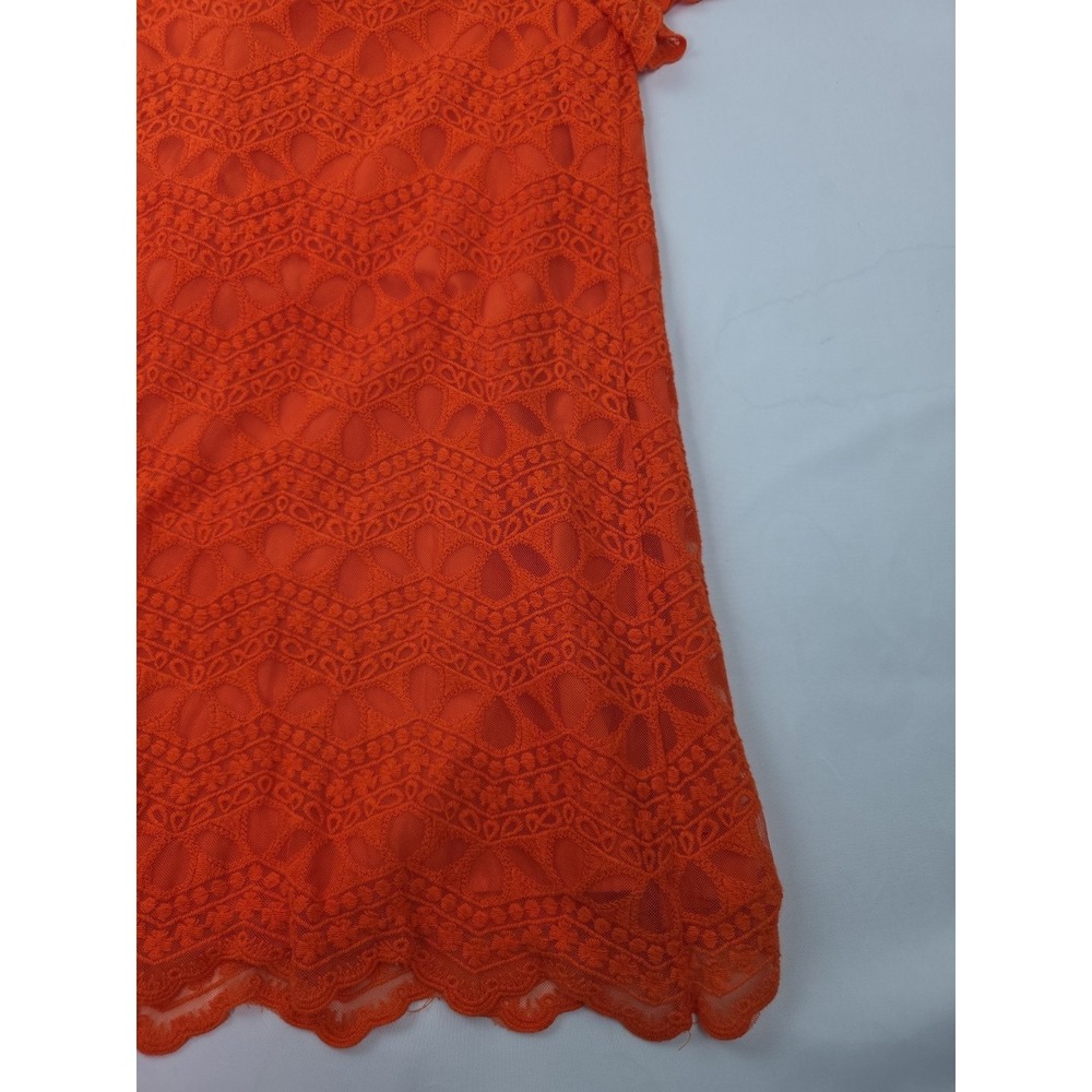 ZARA Bright Orange Crochet Lace Short Sleeve Sheath Dress Size XL - Picture 13 of 15